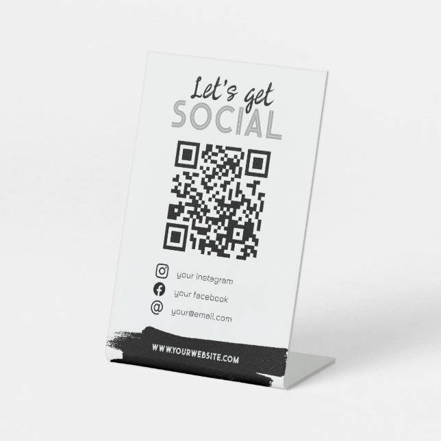 Signe De Table Urbain blanc QR code masculin me scanner médias so (Recto)