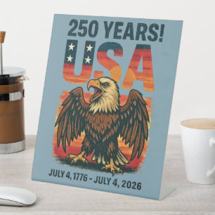 Signe De Table USA 250 Years - Patriotic Bald Eagle 4 juillet 202