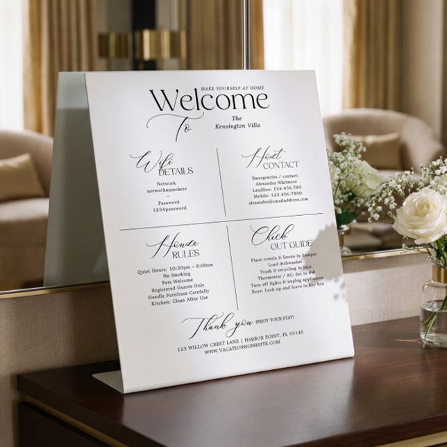 Signe De Table Vacation Rental Host Welcome House Rules WiFi Sign (Vacation Rental Host Welcome House Rules WiFi Sign)
