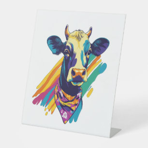Signe De Table Vache colorée, Conception de Vache arc-en-ciel