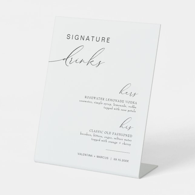 Signe De Table VALENTINA Son et ses Signature Boissons Cocktails (Recto)