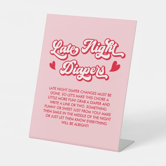 Signe De Table Valentine Baby Shower  Late Night Diapers Game (Recto)