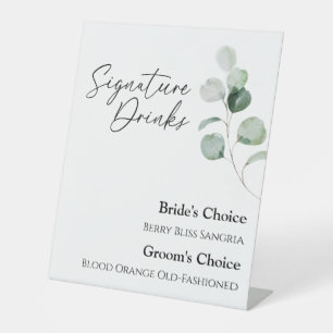 Signe De Table Végétation moderne Mariage blanc Signature Boisson