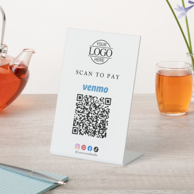 Signe De Table Venmo Code QR Scan pour payer le logo de l'entrepr (In SItu)