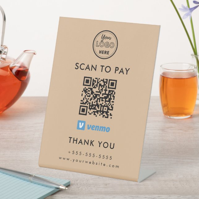 Signe De Table Venmo professionnel QR Code numérisation pour paye (In SItu)