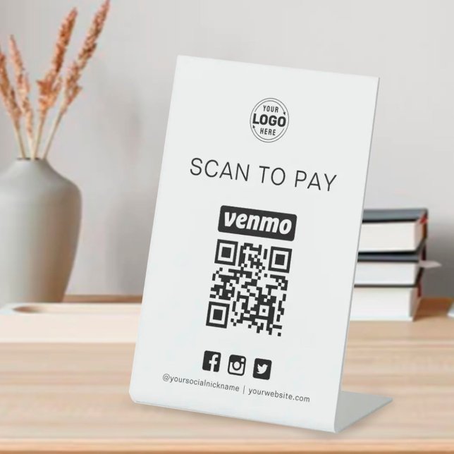 Signe De Table Venmo QR Code Signal Scan pour payer les affaires (Créateur téléchargé)