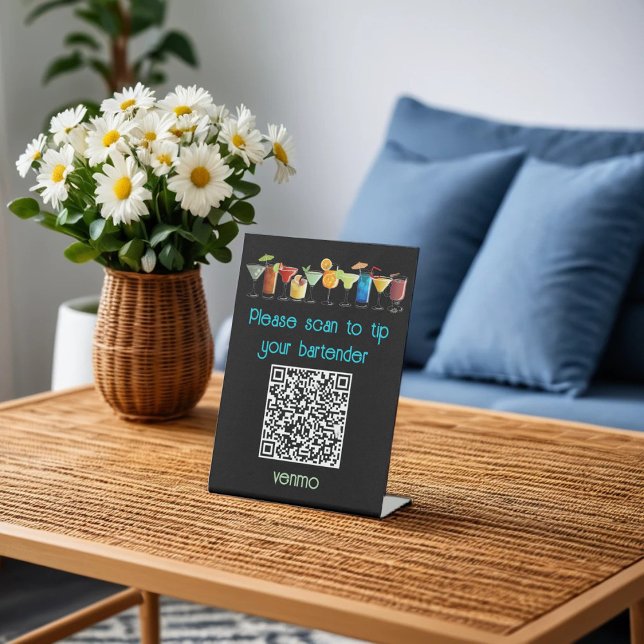 Signe De Table Venmo QR Code Tip Sign | (Créateur téléchargé)