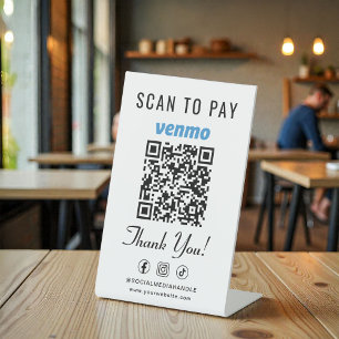 Signe De Table Venmo Scan to Pay Code QR Table d'appoint
