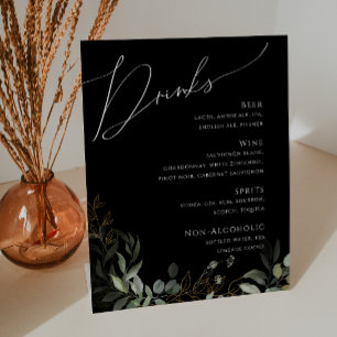 Signe De Table Verdure et or   Boissons Mariages noires