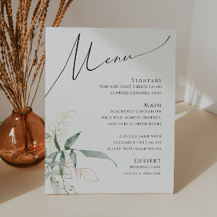 Signe De Table Verdure et or   Menu Mariage