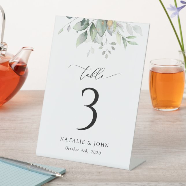Signe De Table Verdure, Eucalyptus Feuilles, Boho, numéros de tab (In SItu)