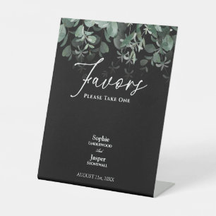 Signe De Table Verdure moderne Noir Mariage Faveurs