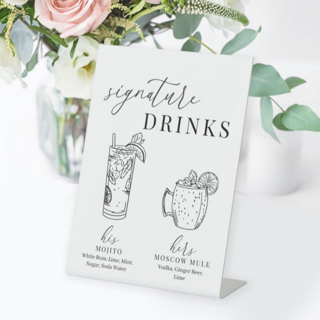 Signe De Table Verre noir & blanc élégant et moderne (Créateur téléchargé)