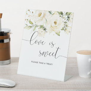 Signe De Table Vert Elégante rose blanche Mariage L'amour est dou