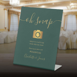 Signe De Table Vert émeraude et or Signature Script Oh Snap