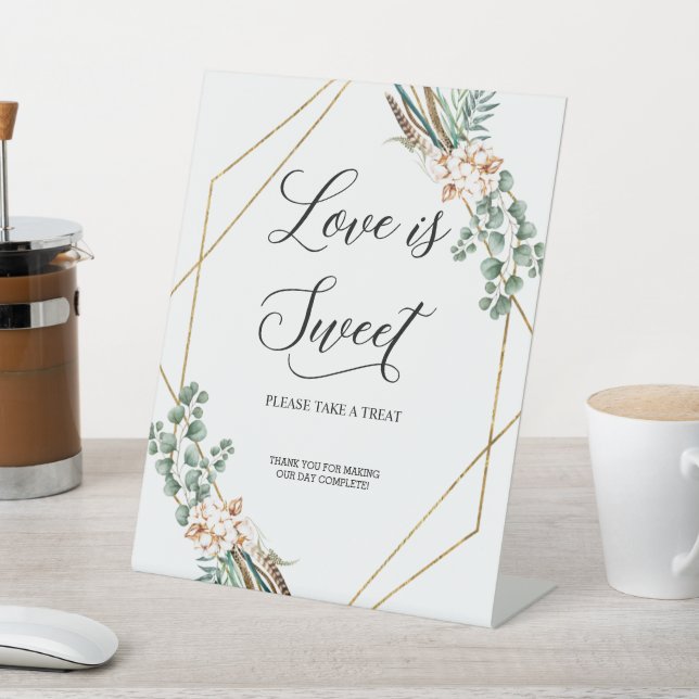 Signe De Table Vert Eucalyptus Boho Feuilles L'amour est doux (In SItu)