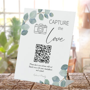 Signe De Table Vert Simple Partager Photos Mariages Avec Code QR