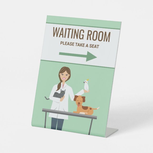Signe De Table Vétérinaire Femme - Salle d'attente (Recto)