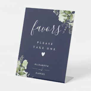 Signe De Table Veuillez prendre une faveur bleu marine floral ver