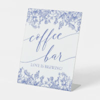 Vintage Blue Floral Café Bar L'amour brasse