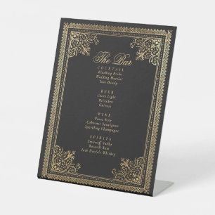 Signe De Table Vintage Gothique Gold Victorian Mariage Bar Menu