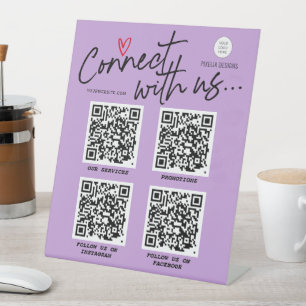Signe De Table Violet réseau de médias sociaux QR Code moderne