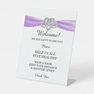 Signe De Table Violet Ruban Infinité Coeur Mariage Sécurité