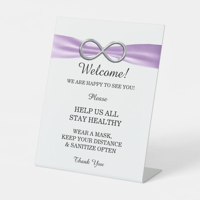 Signe De Table Violet Ruban Silver Infinity Mariage Sécurité (Recto)