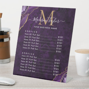 Signe De Table Violet violet or Parties scintillant Agate Marbre 