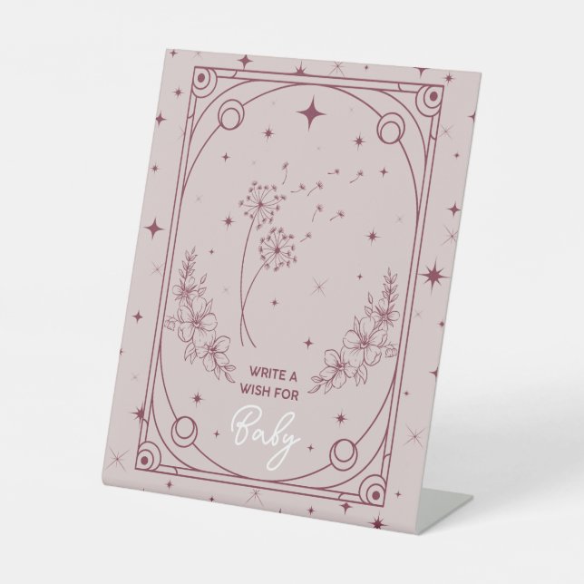 Signe De Table Voeux Pour Bébé Baby shower Tarot Rose (Recto)