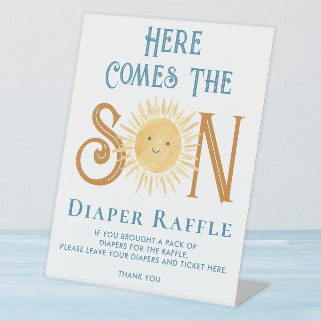 Signe De Table Voici Le Baby shower De Raffle De Fils Diaper (Créateur téléchargé)