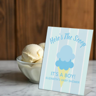 Signe De Table Voici le Baby shower d'été de la crème glacée Scoo