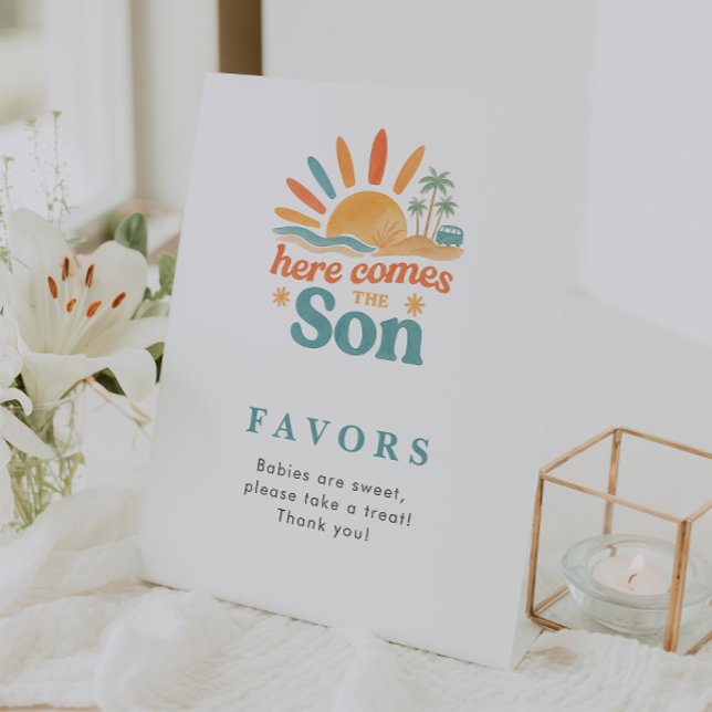 Signe De Table Voici Le Baby shower Fils Favor Table Top (Créateur téléchargé)