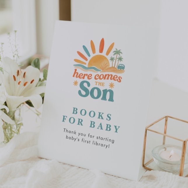 Signe De Table Voici Les Livres Fils Pour Baby shower Table Top (Créateur téléchargé)