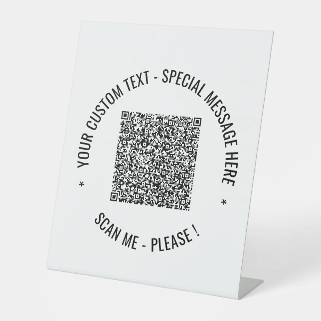 Signe De Table Votre code QR numérisation Texte personnalisé Sign (Recto)