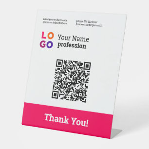 Signe De Table Votre logo d'entreprise Simple Magenta Qr Code