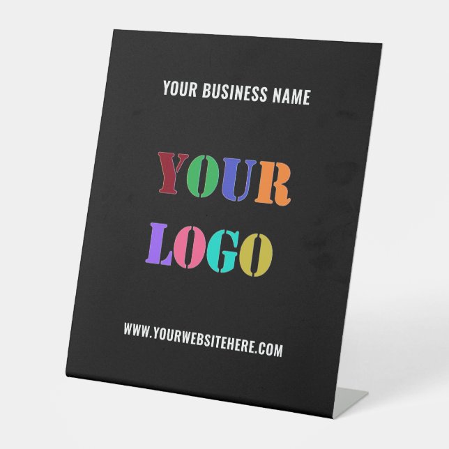 Signe De Table Votre logo Nom de texte personnalisé Business (Recto)