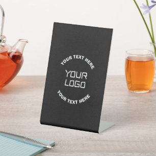 Signe De Table Votre logo ou image et texte modifiable Noir & B