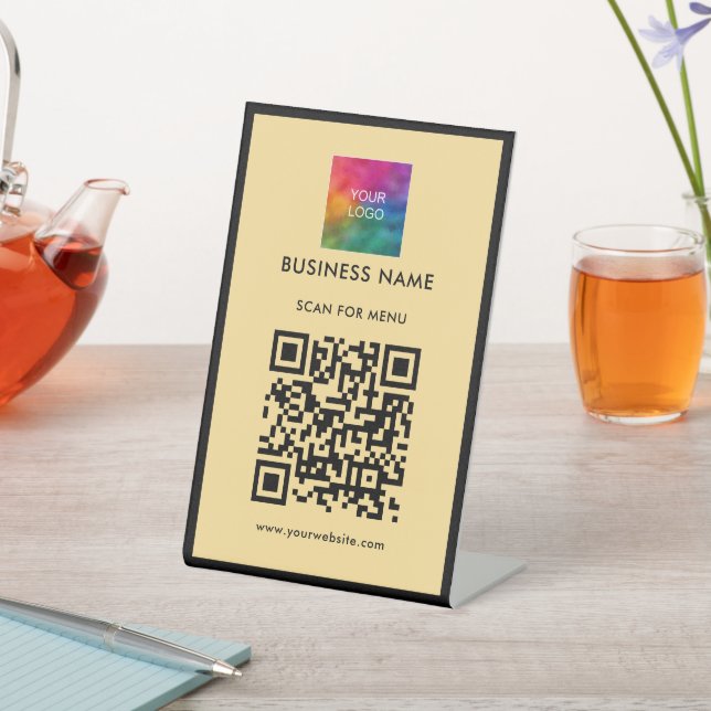 Signe De Table Votre Logo Personnalisé Numériser QR Code Black Go (In SItu)