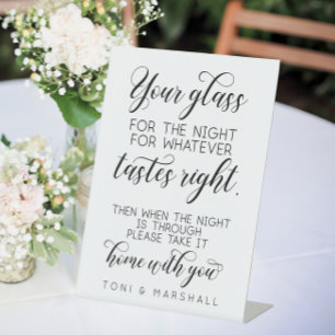 Signe De Table Votre verre pour la nuit... Mariage en verre Favor