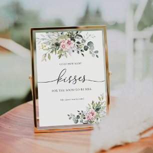 Signe De Table Voyage vert rose pâle Invité Combien de baisers