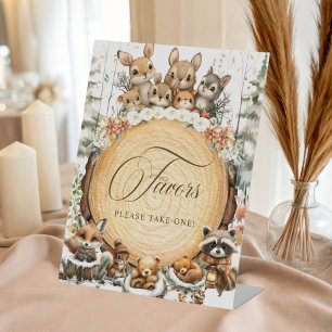 Signe De Table Voyages d'hiver Wonderland Aquarelle Animaux Faveu