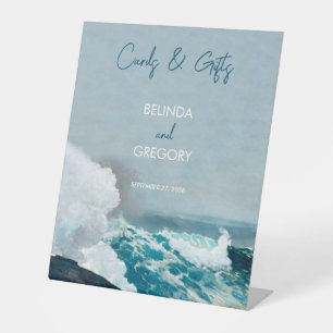 Signe De Table Watercolor Beach Ocean Waves Cartes de mariage Cad
