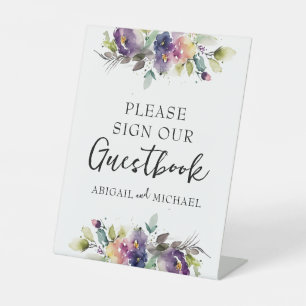 Signe De Table Watercolor Floral Guestbook