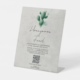 Signe De Table Watercolor Green Cactus Mariage Honeymoon Fund