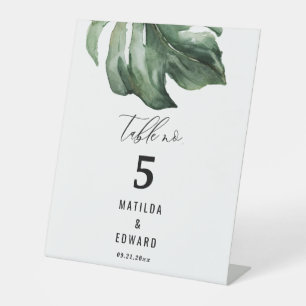 Signe De Table watercolor palm élégant script mariage