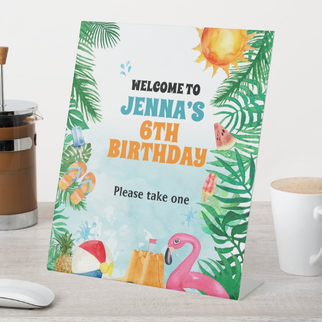 Signe De Table Watercolor Summer Beach Party (In SItu)