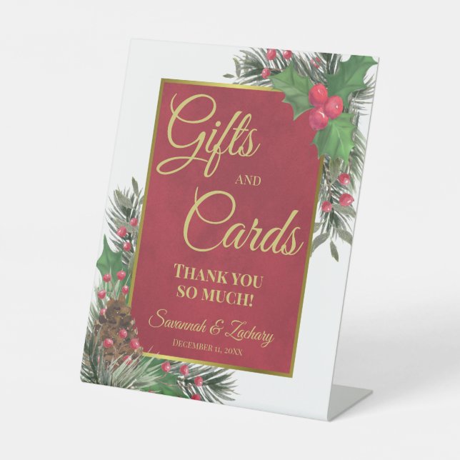 Signe De Table Wedding Gifts & Cards Thank You Holly & Pine (Recto)