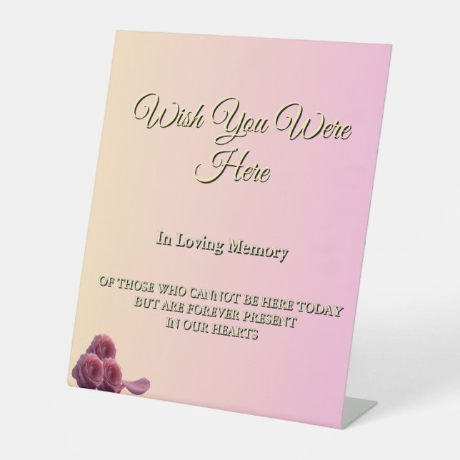 Signe De Table Wedding In Memory Wish You Were Here Elegant Pink  (Recto)