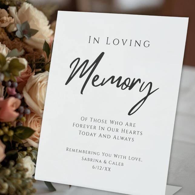 Signe De Table Wedding Memorial Modern Black And White (Wedding Memorial Modern Black And White Pedestal Sign)